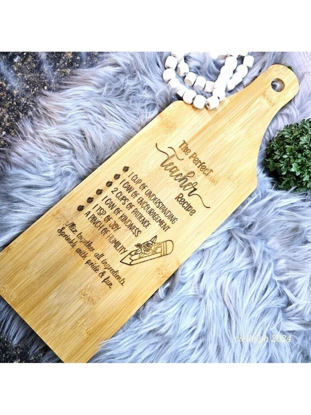 The Perfect Teacher Recipe Custom Bamboo Cutting board Handcrafted